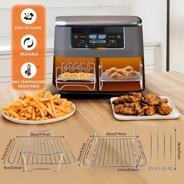 Аксесуари для фритюрниці Viriech, аксесуари для багаторазової фритюрниці з 14 предметів Двокамерна фритюрниця Силіконова форма для Ninja Foodi AF400EU AF500EU та більшість двозонних фритюрниць