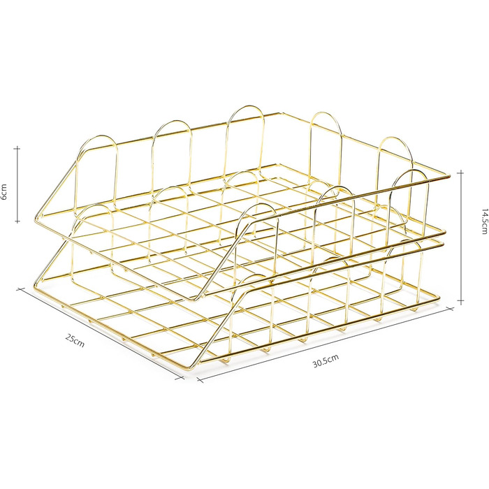 Лотки для листів/сортувальники паперу EXERZ, 2 шт., штабелювані лотки, органайзер для столу (золотий) 34 x 24 x 7 см золотий