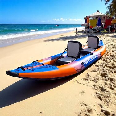 Надувний каяк Brunelli для 2 осіб, повний комплект, каное, каяк, туристичний човен з водним велосипедом Drop-Stitch