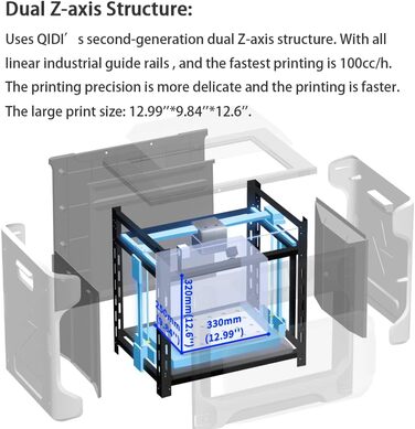 Принтер, конструкція промислового класу, з подвійним екструдером для швидкого друку, надвеликий розмір друку 330 250 320 мм, 3D-