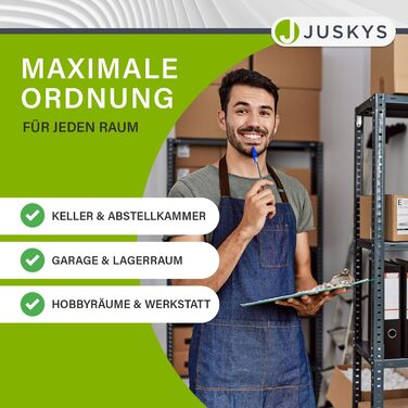 Комплект полиць Juskys Basic, 2 предмети, 2 x 180x90x40 см (ВxШxГ) - 1750 кг - 10 полиць - надміцний стелаж, металевий стелаж без болтів, стелаж для підвалу, система стелажів - сірий