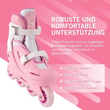 Роликові ковзани дитячі для дівчаток, регульовані 4 розміри роликових ковзанів з підсвічуванням коліс для дівчаток S26-29 EU рожев