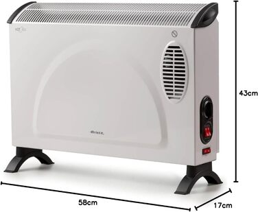 Конвектор Ariete 8210, 200-800 Вт, 3 рівні потужності, регульований термостат, захист від перегріву, низький рівень шуму, енергоощадний, турбовентилятор, білий