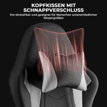 Ергономічне ігрове крісло з поперековою опорою та підголівником, регульоване по висоті ігрове крісло із синхронізованими підлокітниками, комп&39ютерне крісло для дорослих та підлітків, витримує вагу до 136 кг, чорно-біле