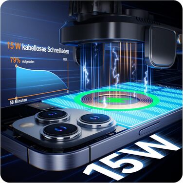 Автомобільний тримач мобільного телефону Auckly 15 Вт з функцією зарядки, автоматичне затискання на 270, автомобільний бездротовий