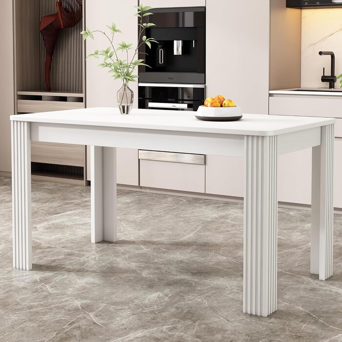 Дерев&39яний обідній стіл Merax, прямокутний обідній стіл, сучасний кухонний стіл для вітальні та їдальні, 116Д x 65Ш x 75В см, білий