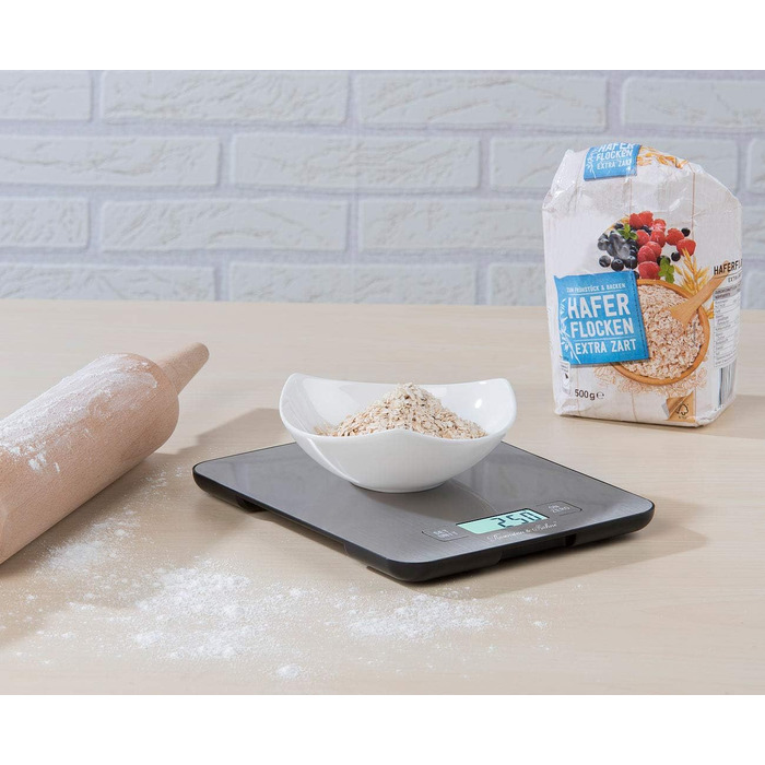 Цифрові ваги Rosenstein & Shne Цифрові кухонні ваги з нержавіючої сталі з таймером, до 15 кг, точність до 1 г (побутові ваги, ваги