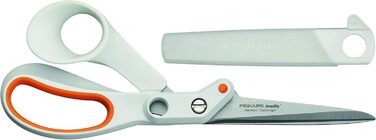 Універсальні ножиці Fiskars Razor Edge, довжина 21 см, лезо з нержавіючої сталі/пластикові ручки, білий/помаранчевий, підсилювач 1005223 універсальні ножиці 21 см