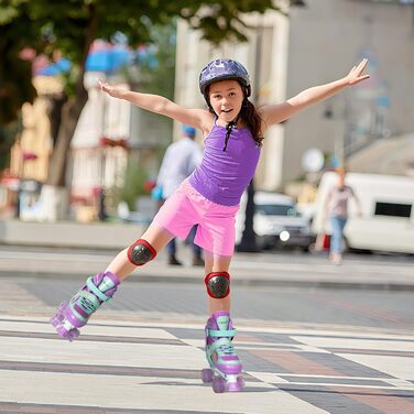 Роликові ковзани Nattork для дівчаток, регульовані у 4 напрямках, райдужні роликові ковзани найкращий подарунок на день народження для занять спортом на свіжому повітрі, розмір S (27-31 EU / 175-200 MM), бензиновий колір