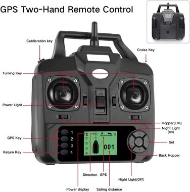 Приманка човен з 3 відсіками катапульти. Човни-наживки для лову коропа з GPS, 16 точок пам&39яті, з сумочкою, антенами, пропелером та ін., 12000mAh 500m GPS