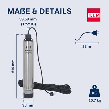 Глибинний насос нержавіюча сталь AJ 4 Plus 95/40 (продуктивність до 5500 л/год, максимальна висота/тиск напору 40 м / 4,0 бар, потужність 900 Вт, для вузьких свердловин від Ø 10 см, корпус з нержавіючої сталі), 30177