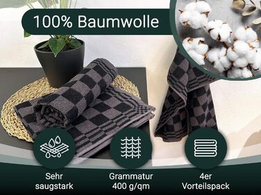 Набір з 4 бавовняних кухонних рушників розміром 50x50 см - добре поглинають вологу та зносостійкі - можна прати при температурі до
