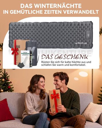 Килимок для кемпінгу HIKENTURE, R-значення 7.3, з ножним насосом, надтовстий килимок для сну 10 см, 210x64 см, теплий килимок для сну/надувний матрац, невеликий розмір у упаковці, 4 сезони для активного відпочинку, походів, наметів