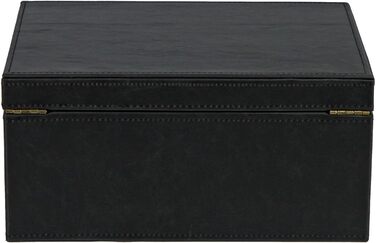 Декоративна скринька HofferRuffer зі штучної шкіри, велика дерев&39яна конструкція, скринька для сувенірів, органайзер для аксесуарів, органайзер для ювелірних виробів з відкидною кришкою, контейнер для зберігання для дому або офісу (чорний)