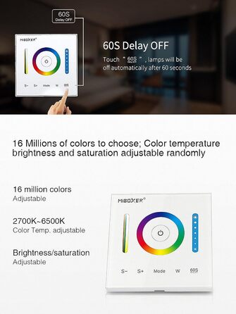 Контролер Miboxer Milight Настінний контролер MiLight TOUCH P3 для RGB CCT від 12-24 В до 5 А для світлодіодної продукції