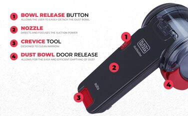 Ручний автомобільний пилосос для автомобільної розетки 12В Dustbuster Pivot PV1200AV з насадкою-щіткою, щілинною насадкою, гнучким