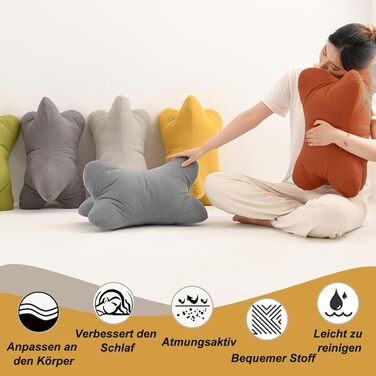 Подушка для шиї, подушка для читання, кістка для читання, валик для шиї, ергономічна форма, кістка для читання, поперекова підтримка, гнучка підтримка для книг, ергономічна подушка для шиї як подушка для читання та релаксації, для спальні (сіра)