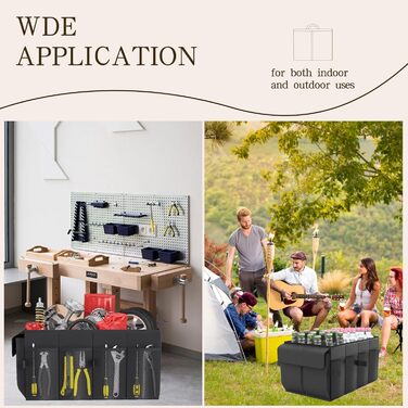 Органайзер для багажника автомобіля Beicarin, сумка для багажника, складаний органайзер з відділеннями та антиковзним дном (Чорний, розмір M) M(532x27 см)