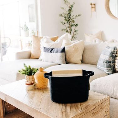 Кошик для зберігання OrganiHaus, чорний, місце для зберігання туалетного паперу, дитячий кошик для зберігання, плетений кошик, кошик для сходів, кошики та контейнери, маленький кошик для білизни, плетені кошики для зберігання, 35x23 см, чорний