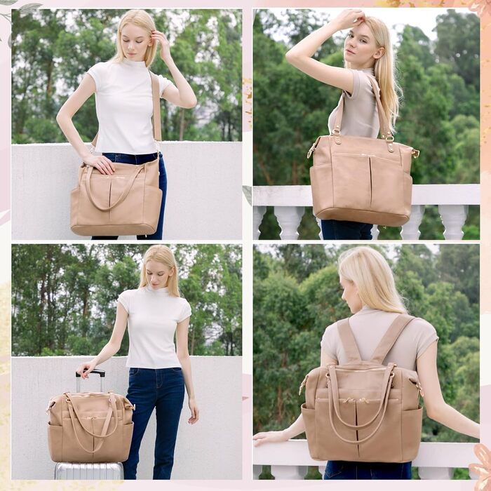 Пеленальна сумка MOMINSIDE, сумка-сумка, шкіряна пеленальна сумка, рюкзак з 14 кишенями для мами, тата, список бажань для дитини,