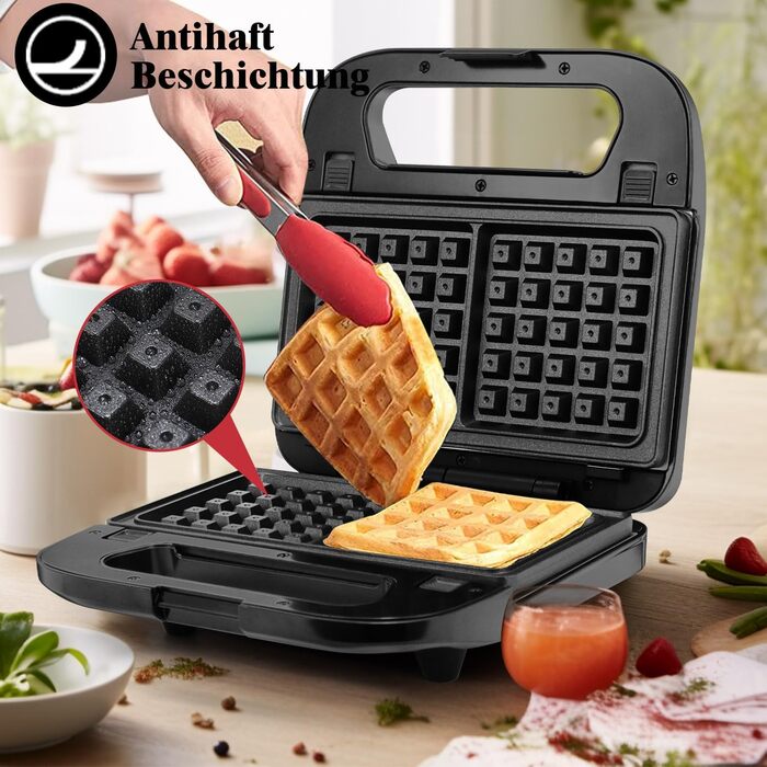 Багатофункціональний набір бутербродниць SUPERLEX 6-в-1, для сендвіч-тостера Контактний гриль Вафельниця Кекс 2 скибочки з антипригарним покриттям, двостороннє випікання при постійній температурі, набір 6-в-1 без бісфенолу А