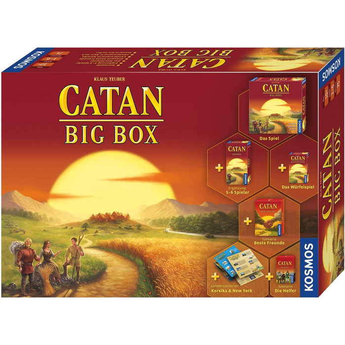 Ексклюзивно на Storeo, стартовий набір з Catan - The Game, що включає розширення, гру з кубиками та 4 сценарії, для 3-6 гравців віком від 10 років і старше, Поселенці Катана, 693152 Catan - Big Box