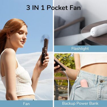 3-in-1 Handheld Fan, Rechargeable USB 12-19 Hours Work with Power Bank, Lightlight, Portable Fan for Travel/Summer, Gifts for Women-Pink, 3-in-1 Handheld Fan, Rechargeable USB 12-19 Hours Work with Power Bank, Lightlight, Portable Fan for Travel/Summer, G