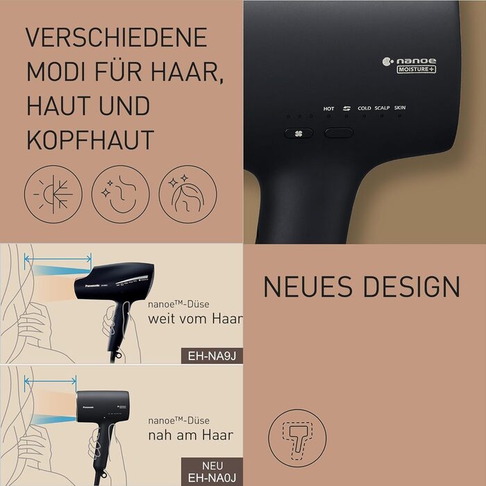 Фен Panasonic EH-NA0J-N825 nanoe MOISTURE & Mineral, нагорода If Design Award, дифузор та насадка-концентратор, поперемінний режим