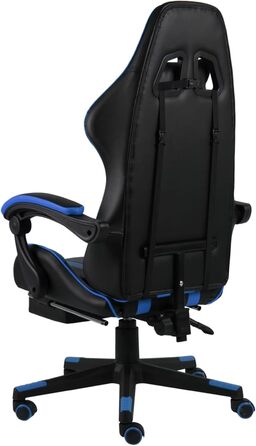 Розкішне ігрове крісло з підголівником, підставкою для ніг, поперековою опорою та підлокітниками - синьо-чорне, модель 20526
