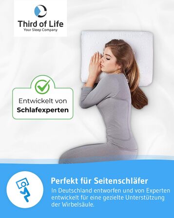 Подушка для сну на боці GIANFAR Ергономічна подушка Подушка для шийного відділу хребта з піною з ефектом пам&39яті Високоякісний терморегулюючий чохол Подушка для підтримки шиї з гігієнічним ультрасвіжим покриттям Термонаволочка білого кольору 55x40x12/10