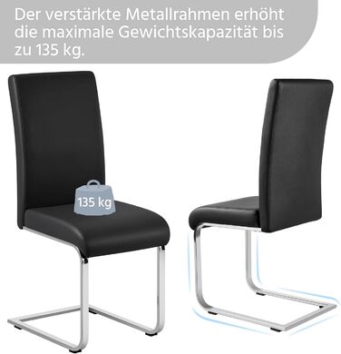 Обідні стільці Yaheetech, комплект з 2 шт. , консольні обідні стільці, вантажопідйомність 135 кг, чорна штучна шкіра, комплект з 2 шт.