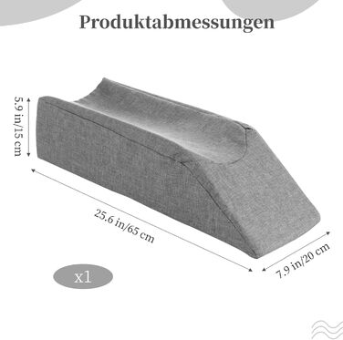 Подушка для підняття ніг Varku, подушка для ніг з піни з ефектом пам&39яті, м&39яка та дихаюча водонепроникна подушка для полегшення болю в ногах, 65 x 20 x 15 см