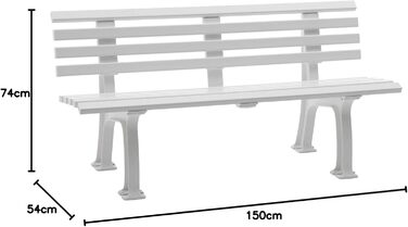 Місна садова лавка для саду, балкона, тераси, паркова лавка білого кольору, зроблено в Німеччині, 3-