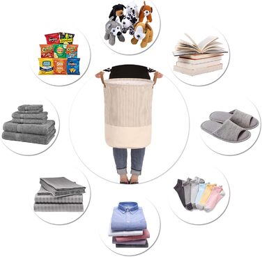 Брезентовий кошик для білизни Sea Team Stripe Pattern Брезентовий тканинний кошик для білизни, що складається, з ручками зі шкіри