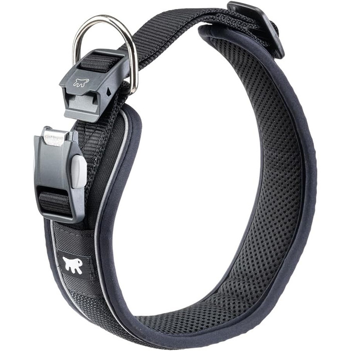 Нашийник для собак Ferplast Genius C25/55, світловідбиваючий, дихаючий, регульований, з магнітною застібкою та швидким роз'ємом, для великих порід, з м'якою підкладкою, чорний. Розмір шиї 45-55 см.