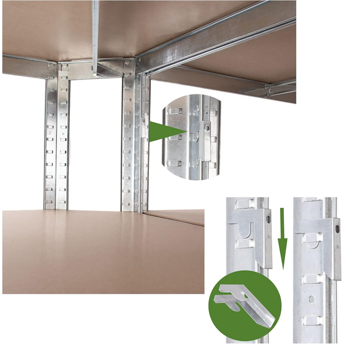 Посилений стелаж, Безболтовий стелаж, 200x100x30 см, Архівний стелаж, Посилений стелаж, Стелаж для зберігання, Стелаж для підвалу, Металевий стелаж, Стелаж для гаража, Стелаж для документів, 2 шт.