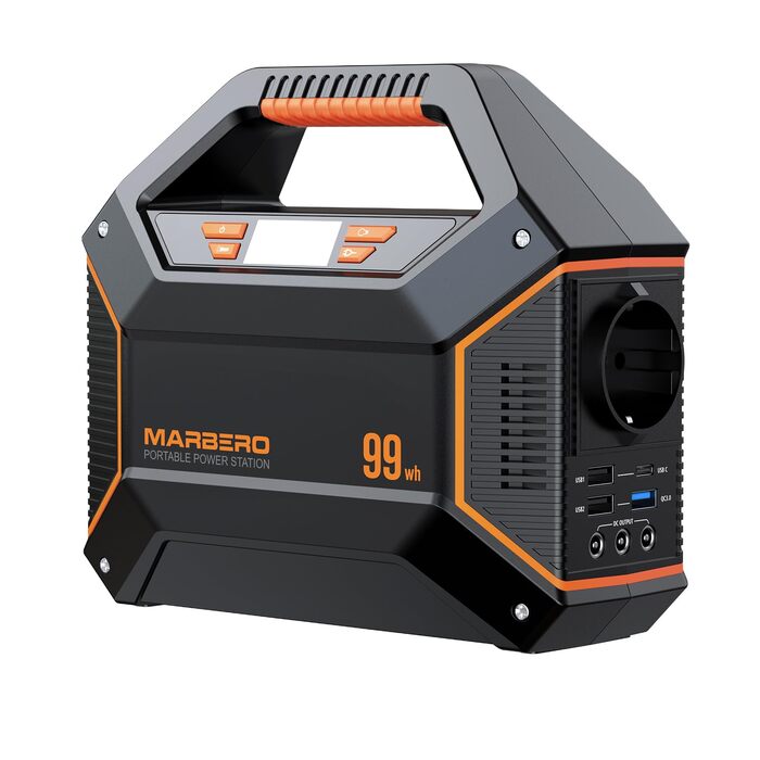 Портативний генератор живлення MARBERO 99 Втгод 27 000 мАг, зовнішній акумулятор з розеткою змінного струму максимальної потужності 150 Вт, аварійним світлодіодним ліхтарем з функцією SOS для кемпінгу, надзвичайних ситуацій, дому, подорожей та роботи M365