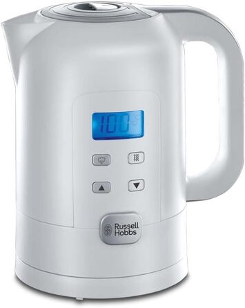 Чайник Russell Hobbs з цифровим налаштуванням температури 25-100C, наприклад, для дитячого харчування, цільової та фактичної температури РК-дисплей Точне керування (1,7 л, 2200 Вт, функція збереження тепла, дитяче молоко) 21150-70