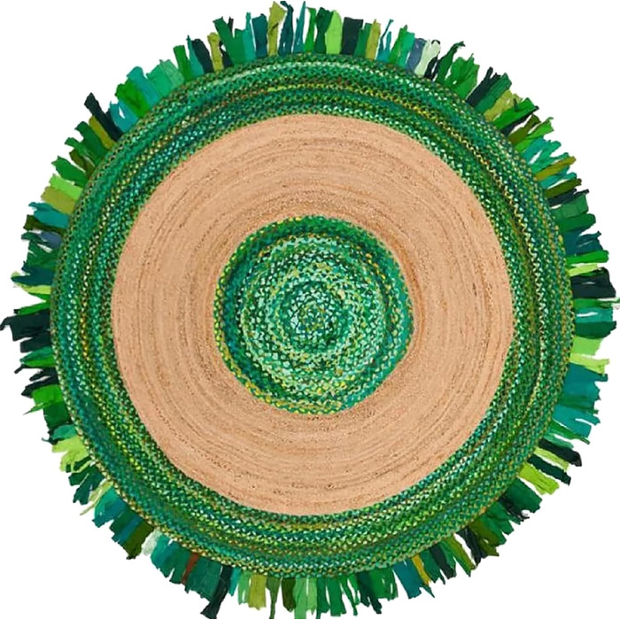Індійський ремісничий килим CASAVANI, круглий, кілім, натуральна китиця, бавовна чінді, джутовий килим, килим плоского плетіння, в