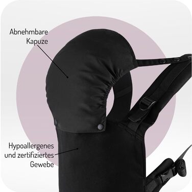 Переноска MOMI COLLET від 3 місяців, для немовлят і дітей до 20 кг, з капюшоном і підголівником, оптимальне регулювання з 6 точкам