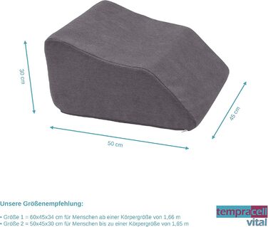 Подушка для підняття ніг, клин для ніг, опора для ніг ергономічна, ортопедично підтримуюча хвилеподібна форма, для важких ніг пінопластова подушка для ніг (2 50 x 45 x 27 см, сіра)
