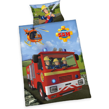 Комплект постільної білизни FEUERWEHRMANN SAM, двосторонній мотив, наволочка 40 x 60 см, підодіяльник 100 x 135 см, бавовна/армова