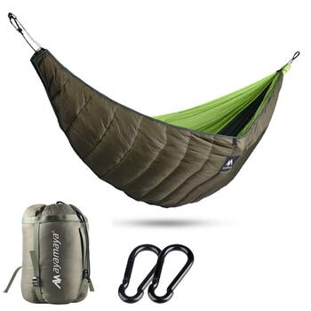 Гамак Underquilt Килимок для сну Underkilt Вуличний, Надлегкий бавовняний Зимовий спальний мішок Зима -10-0 градусів для гамаків Ізоляція Легкий Піший Туризм Кемпінг Зелений (250 130 см)