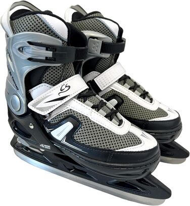 Ковзани Cox Swain Push з регулюванням, взуття для катання на ковзанах для дітей, підлітків та дорослих вагою до 100 кг, попередньо заточене лезо з нержавіючої сталі, м&39який черевик, чорний розмір S (33-36) чорний L (40-43)