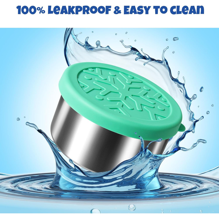 Набір контейнерів для їжі Homotte з нержавіючої сталі 304 з кришками, маленький, герметичні, для школи та офісу, штабельовані (57 мл, 113 мл, 227 мл, 400 мл, 680 мл) - 5 шт. (Синій, Жовтий, Зелений, Помаранчевий, Фіолетовий)