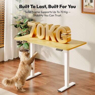 Письмовий стіл з регульованою висотою 11054 см Компактний стіл для роботи стоячи з практичними аксесуарами, ідеально підходить для невеликих приміщень, тихий та безпечний із захистом від зіткнень (клен) 110 x 54 см Клен