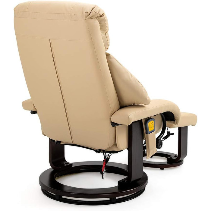 Крісло-реклама Mingone з функцією відкидання, електричне крісло для телевізора з підставкою для ніг, масажне крісло з функцією підігріву, крісло для телевізора для вітальні, поворотне на 360, штучна шкіра, бежевий