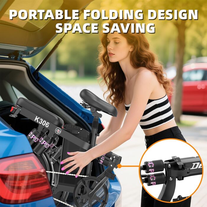 Складаний електровелосипед DEEPOWER, Електричні велосипеди, знімний акумулятор 48 В 10/13/17,5/30 Аг, двигун 250 Вт, подвійні дискові гальма, електровелосипед для дорослих K06-17,5 Аг