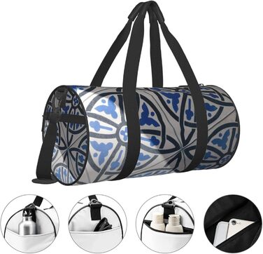 Дорожня сумка-циліндр з квітковим принтом, синьо-біла, для чоловіків та жінок, спортивна сумка, сумка для подорожей