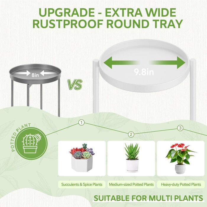 Велика 7-рівнева металева підставка для рослин, підставка для квітів, полиця для рослин, для приміщень/вулиці, складна кімнатна підставка для рослин, полиця для саду, балкону, вітальні (кругла, чорна) 7 рівнів, біла